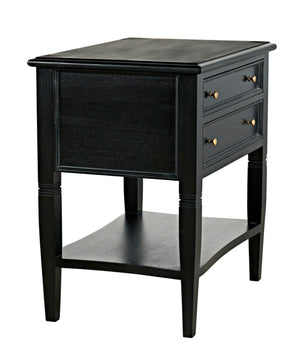 Noir Oxford 2-Drawer Side Table - Artisan-Made Mahogany Accent for Timeless Elegance in Any Room Hand Rubbed Black GTAB246HB