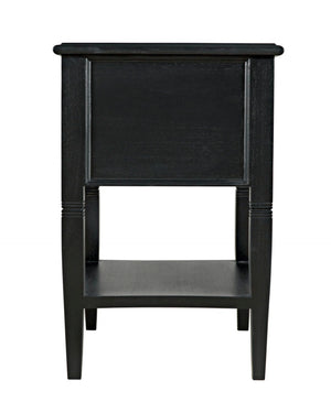 Noir Oxford 2-Drawer Side Table - Artisan-Made Mahogany Accent for Timeless Elegance in Any Room Hand Rubbed Black GTAB246HB