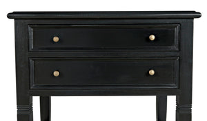 Noir Oxford 2-Drawer Side Table - Artisan-Made Mahogany Accent for Timeless Elegance in Any Room Hand Rubbed Black GTAB246HB