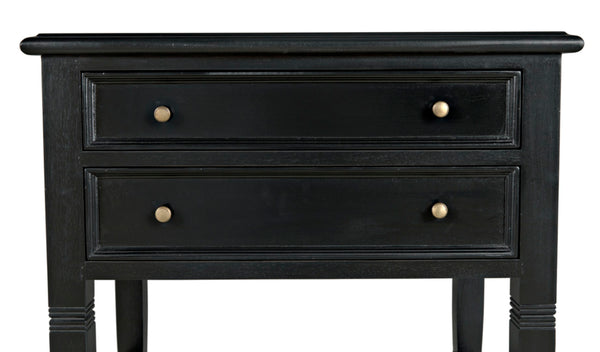 Noir Oxford 2-Drawer Side Table - Artisan-Made Mahogany Accent for Timeless Elegance in Any Room Hand Rubbed Black GTAB246HB