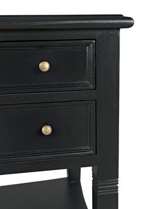 Noir Oxford 2-Drawer Side Table - Artisan-Made Mahogany Accent for Timeless Elegance in Any Room Hand Rubbed Black GTAB246HB
