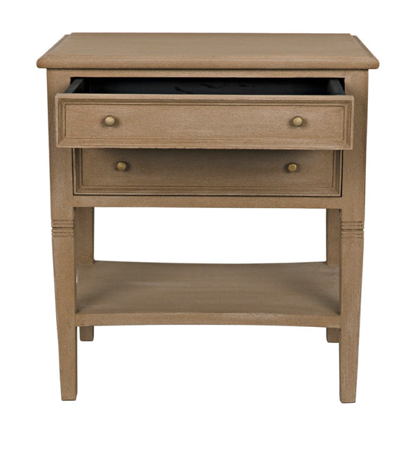 Noir Oxford 2-Drawer Side Table - Artisan-Made Mahogany Accent for Timeless Elegance in Any Room Weathered GTAB246WEA