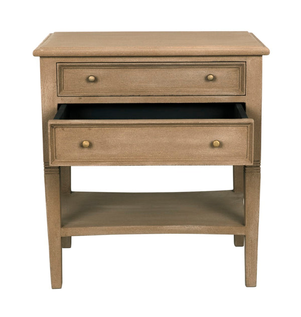 Noir Oxford 2-Drawer Side Table - Artisan-Made Mahogany Accent for Timeless Elegance in Any Room Weathered GTAB246WEA
