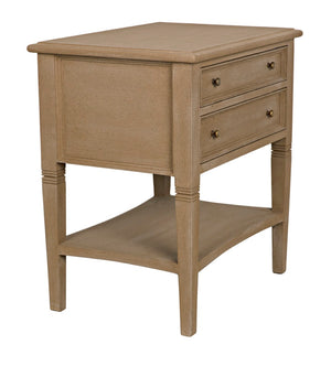 Noir Oxford 2-Drawer Side Table - Artisan-Made Mahogany Accent for Timeless Elegance in Any Room Weathered GTAB246WEA