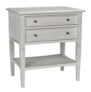 Noir Oxford 2-Drawer Side Table - Artisan-Made Mahogany Accent for Timeless Elegance in Any Room White Wash GTAB246WH
