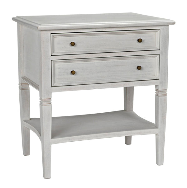 Noir Oxford 2-Drawer Side Table - Artisan-Made Mahogany Accent for Timeless Elegance in Any Room White Wash GTAB246WH
