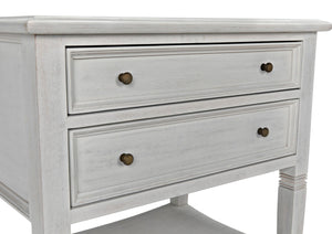 Noir Oxford 2-Drawer Side Table - Artisan-Made Mahogany Accent for Timeless Elegance in Any Room White Wash GTAB246WH