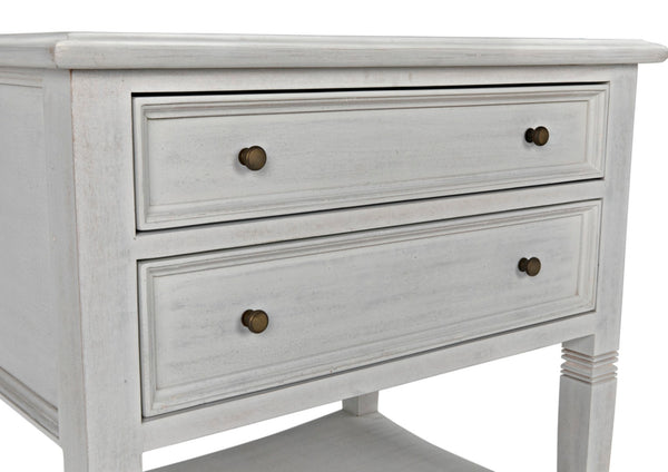 Noir Oxford 2-Drawer Side Table - Artisan-Made Mahogany Accent for Timeless Elegance in Any Room White Wash GTAB246WH