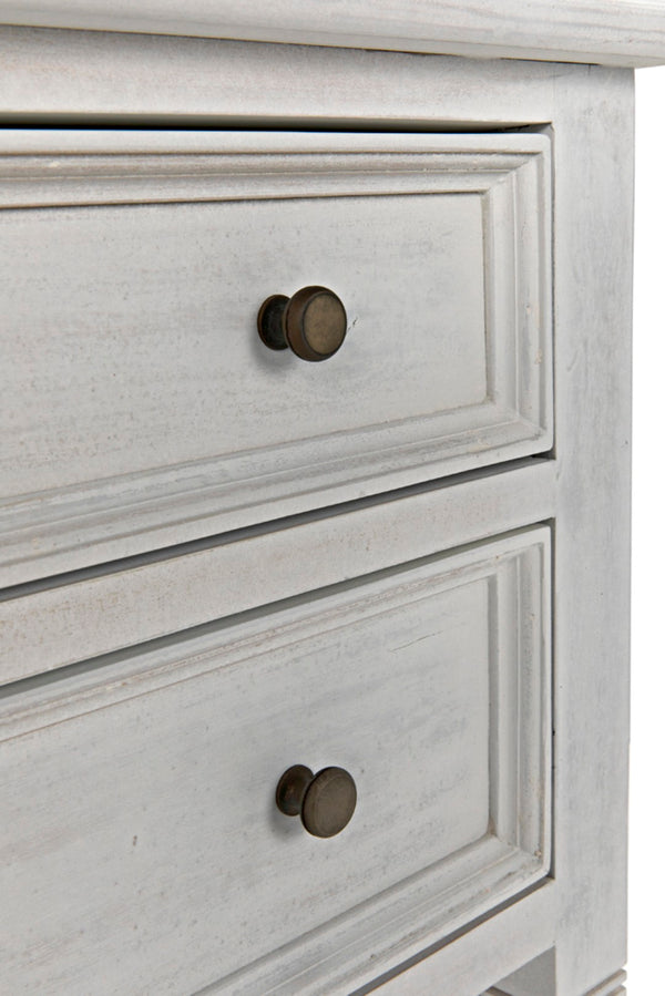 Noir Oxford 2-Drawer Side Table - Artisan-Made Mahogany Accent for Timeless Elegance in Any Room White Wash GTAB246WH