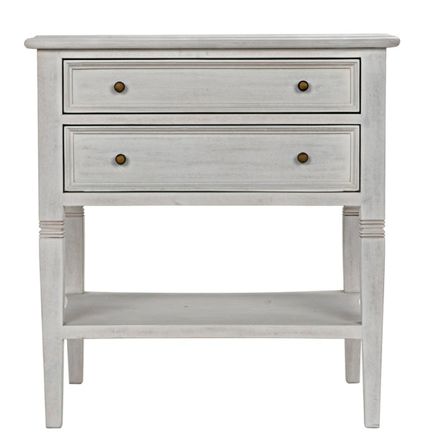 Noir Oxford 2-Drawer Side Table - Artisan-Made Mahogany Accent for Timeless Elegance in Any Room White Wash GTAB246WH