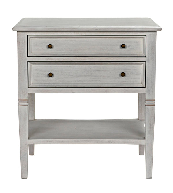 Noir Oxford 2-Drawer Side Table - Artisan-Made Mahogany Accent for Timeless Elegance in Any Room White Wash GTAB246WH