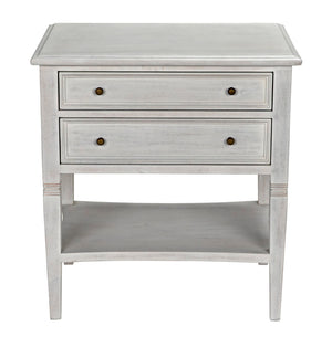 Noir Oxford 2-Drawer Side Table - Artisan-Made Mahogany Accent for Timeless Elegance in Any Room White Wash GTAB246WH