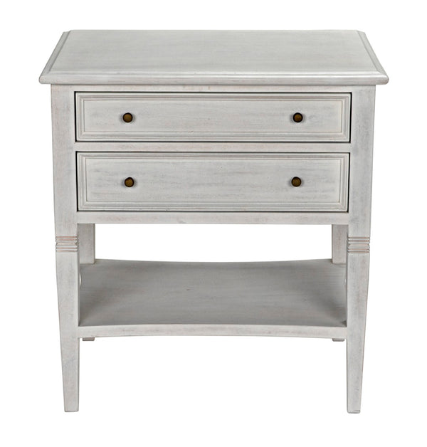 Noir Oxford 2-Drawer Side Table - Artisan-Made Mahogany Accent for Timeless Elegance in Any Room White Wash GTAB246WH
