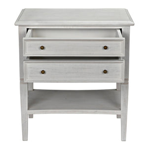Noir Oxford 2-Drawer Side Table - Artisan-Made Mahogany Accent for Timeless Elegance in Any Room White Wash GTAB246WH