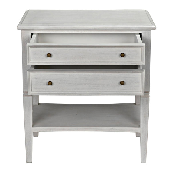 Noir Oxford 2-Drawer Side Table - Artisan-Made Mahogany Accent for Timeless Elegance in Any Room White Wash GTAB246WH