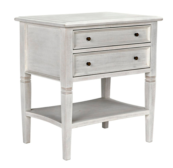 Noir Oxford 2-Drawer Side Table - Artisan-Made Mahogany Accent for Timeless Elegance in Any Room White Wash GTAB246WH