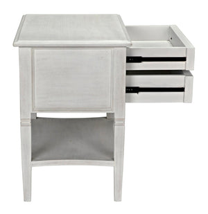 Noir Oxford 2-Drawer Side Table - Artisan-Made Mahogany Accent for Timeless Elegance in Any Room White Wash GTAB246WH