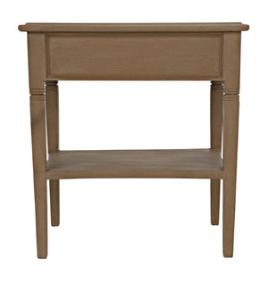 Noir Oxford Artisan-Crafted 1-Drawer Side Table in Solid Mahogany with Elegant Carving & Tapered Legs Weathered GTAB247WEA