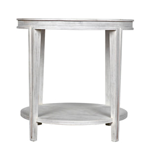 Noir Imperial Side Table - Hand-Carved Mahogany with White Wash Finish & Antiqued Mirrored Top GTAB251WH