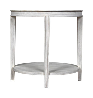 Noir Imperial Side Table - Hand-Carved Mahogany with White Wash Finish & Antiqued Mirrored Top GTAB251WH