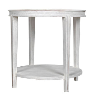 Noir Imperial Side Table - Hand-Carved Mahogany with White Wash Finish & Antiqued Mirrored Top GTAB251WH