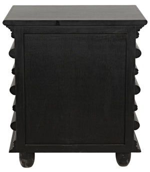 Noir Ascona Side Table - Elegant Vintage Design with Handcrafted Details and Practical Storage Solutions Hand Rubbed Black GTAB277HB