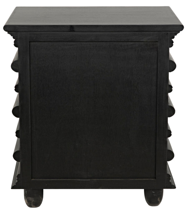 Noir Ascona Side Table - Elegant Vintage Design with Handcrafted Details and Practical Storage Solutions Hand Rubbed Black GTAB277HB