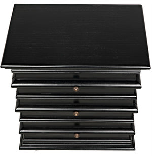 Noir Ascona Side Table - Elegant Vintage Design with Handcrafted Details and Practical Storage Solutions Hand Rubbed Black GTAB277HB