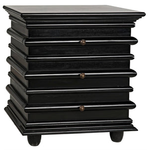 Noir Ascona Side Table - Elegant Vintage Design with Handcrafted Details and Practical Storage Solutions Hand Rubbed Black GTAB277HB