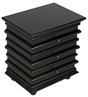 Noir Ascona Side Table - Elegant Vintage Design with Handcrafted Details and Practical Storage Solutions Hand Rubbed Black GTAB277HB