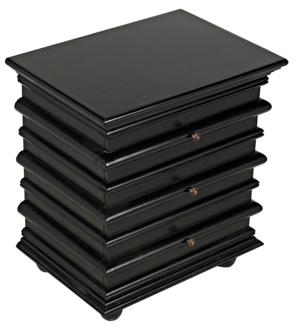 Noir Ascona Side Table - Elegant Vintage Design with Handcrafted Details and Practical Storage Solutions Hand Rubbed Black GTAB277HB