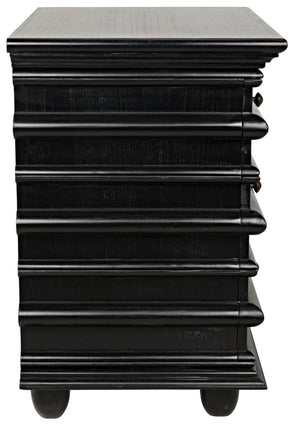 Noir Ascona Side Table - Elegant Vintage Design with Handcrafted Details and Practical Storage Solutions Hand Rubbed Black GTAB277HB