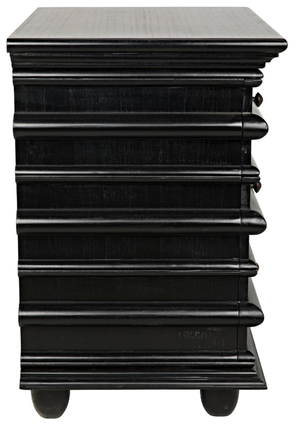 Noir Ascona Side Table - Elegant Vintage Design with Handcrafted Details and Practical Storage Solutions Hand Rubbed Black GTAB277HB