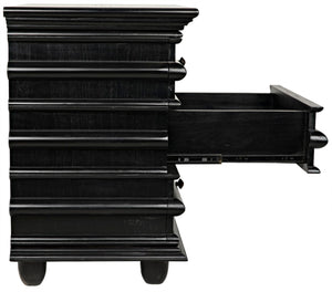 Noir Ascona Side Table - Elegant Vintage Design with Handcrafted Details and Practical Storage Solutions Hand Rubbed Black GTAB277HB