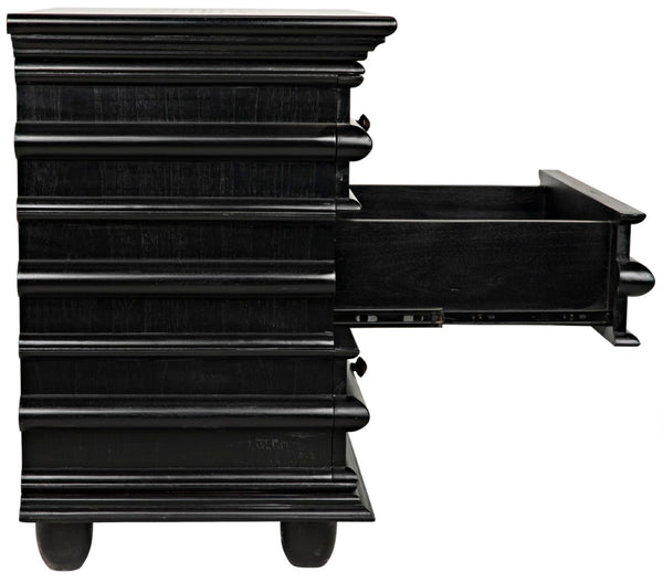 Noir Ascona Side Table - Elegant Vintage Design with Handcrafted Details and Practical Storage Solutions Hand Rubbed Black GTAB277HB