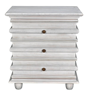 Noir Ascona Side Table - Elegant Vintage Design with Handcrafted Details and Practical Storage Solutions White Wash GTAB277WH
