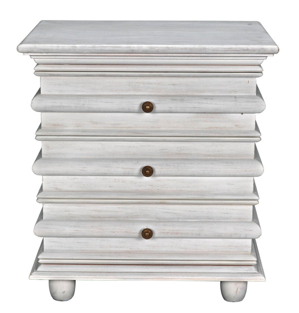 Noir Ascona Side Table - Elegant Vintage Design with Handcrafted Details and Practical Storage Solutions White Wash GTAB277WH