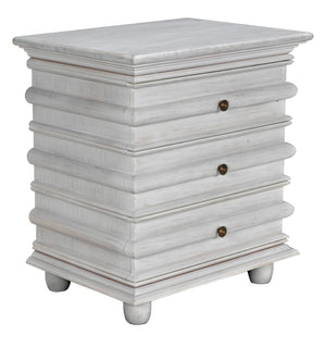 Noir Ascona Side Table - Elegant Vintage Design with Handcrafted Details and Practical Storage Solutions White Wash GTAB277WH