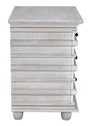 Noir Ascona Side Table - Elegant Vintage Design with Handcrafted Details and Practical Storage Solutions White Wash GTAB277WH