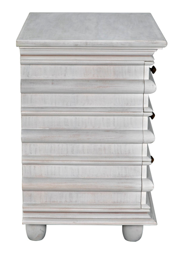 Noir Ascona Side Table - Elegant Vintage Design with Handcrafted Details and Practical Storage Solutions White Wash GTAB277WH