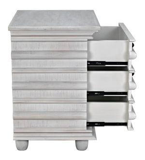 Noir Ascona Side Table - Elegant Vintage Design with Handcrafted Details and Practical Storage Solutions White Wash GTAB277WH