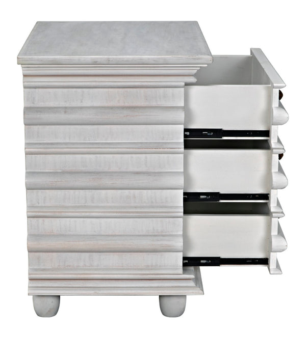 Noir Ascona Side Table - Elegant Vintage Design with Handcrafted Details and Practical Storage Solutions White Wash GTAB277WH