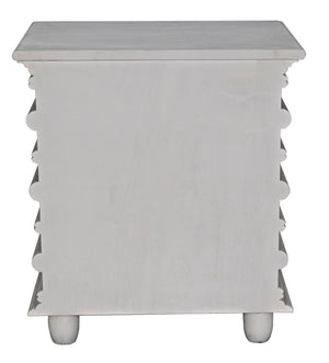 Noir Ascona Side Table - Elegant Vintage Design with Handcrafted Details and Practical Storage Solutions White Wash GTAB277WH