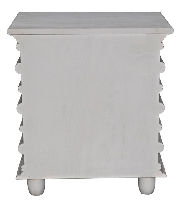 Noir Ascona Side Table - Elegant Vintage Design with Handcrafted Details and Practical Storage Solutions White Wash GTAB277WH