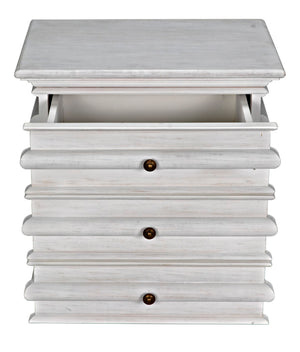 Noir Ascona Side Table - Elegant Vintage Design with Handcrafted Details and Practical Storage Solutions White Wash GTAB277WH