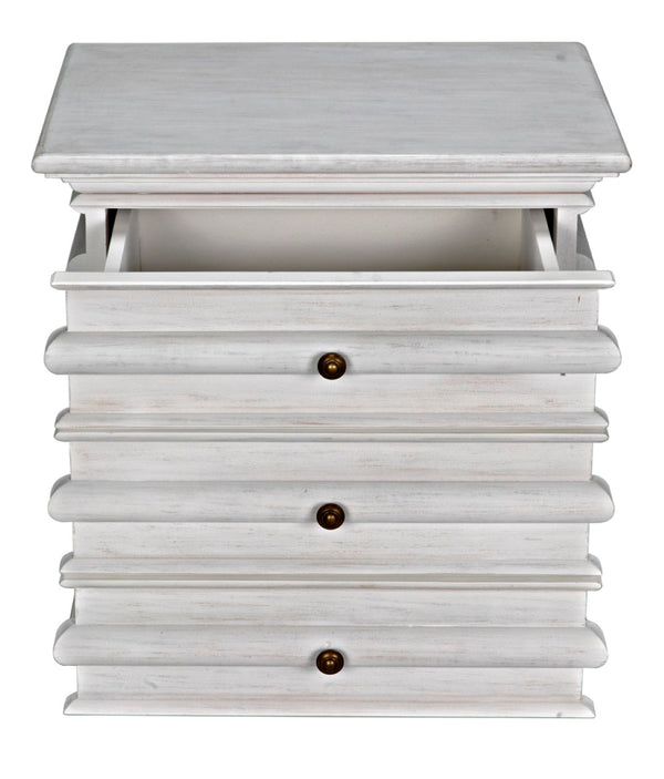 Noir Ascona Side Table - Elegant Vintage Design with Handcrafted Details and Practical Storage Solutions White Wash GTAB277WH