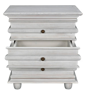Noir Ascona Side Table - Elegant Vintage Design with Handcrafted Details and Practical Storage Solutions White Wash GTAB277WH