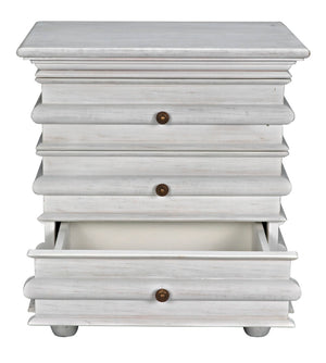 Noir Ascona Side Table - Elegant Vintage Design with Handcrafted Details and Practical Storage Solutions White Wash GTAB277WH