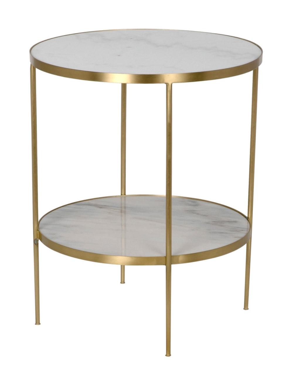 Noir Rivoli Side Table - Elegant Bianco Crown Marble & Antique Brass Accent for Modern Living Spaces GTAB278MB