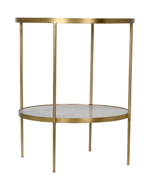 Noir Rivoli Side Table - Elegant Bianco Crown Marble & Antique Brass Accent for Modern Living Spaces GTAB278MB